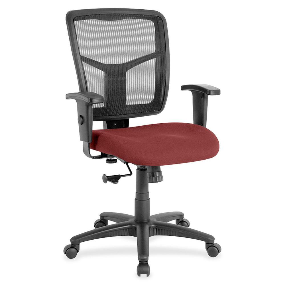 Lorell Managerial Mesh Mid-back Chair - Shire Tulip Fabric Seat - Black Back - Black Frame - 5-star Base - 1 Each