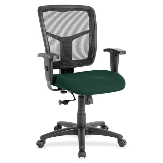 Lorell Managerial Mesh Mid-back Chair - Insight Forest Fabric Seat - Black Back - Black Frame - 5-star Base - 1 Each