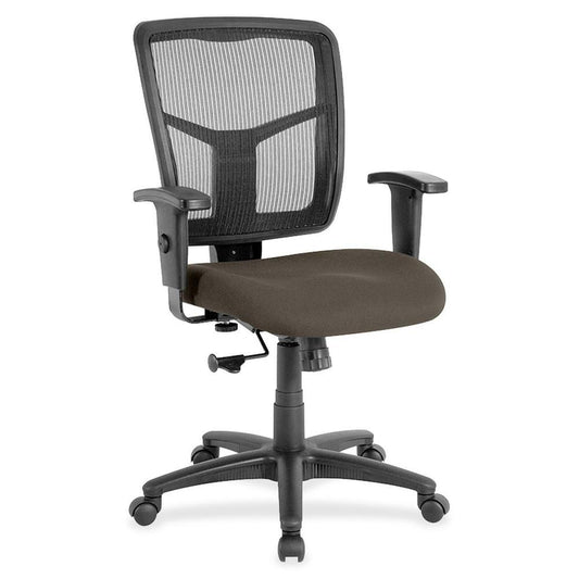 Lorell Managerial Mesh Mid-back Chair - Shire Stonewall Fabric Seat - Black Back - Black Frame - 5-star Base - 1 Each