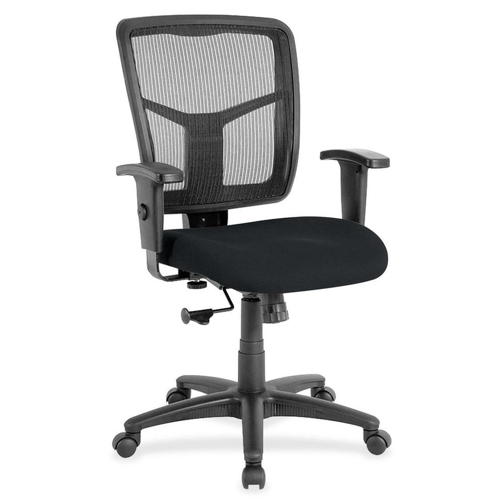 Lorell Managerial Mesh Mid-back Chair - Insight Ebony Fabric Seat - Black Back - Black Frame - 5-star Base - 1 Each