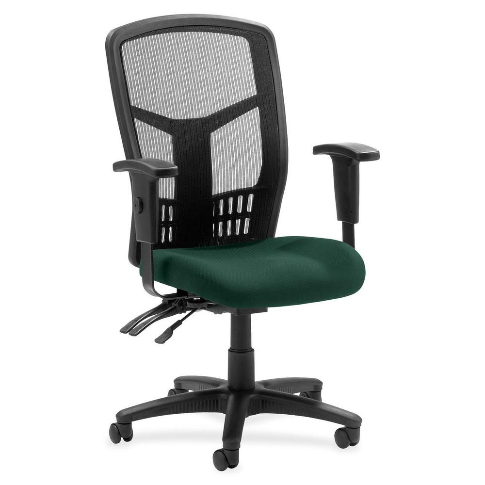 Lorell ErgoMesh Series Executive Mesh Back Chair - Insight Forest Mesh Fabric Seat - Black Back - Black Frame - 5-star Base - Black - 1 Each