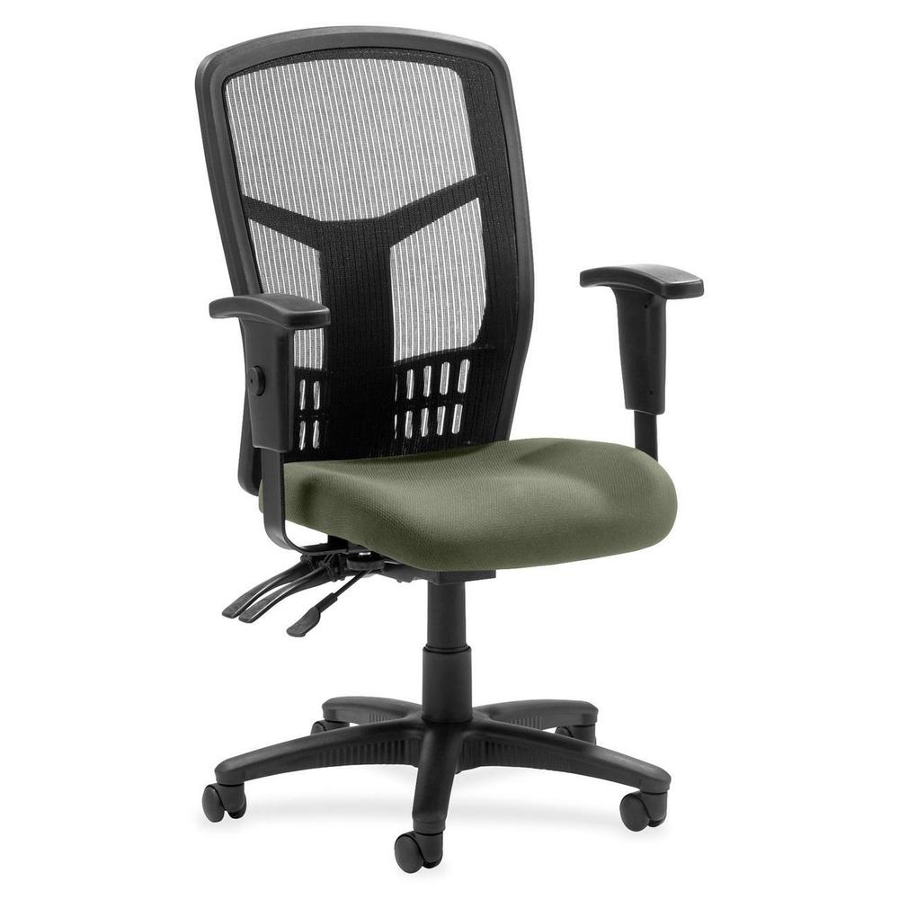 Lorell ErgoMesh Series Executive Mesh Back Chair - Shire Sage Mesh Fabric Seat - Black Back - Black Frame - 5-star Base - Black - 1 Each