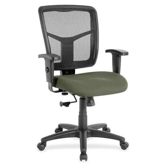 Lorell Managerial Mesh Mid-back Chair - Shire Sage Fabric Seat - Black Back - Black Frame - 5-star Base - 1 Each