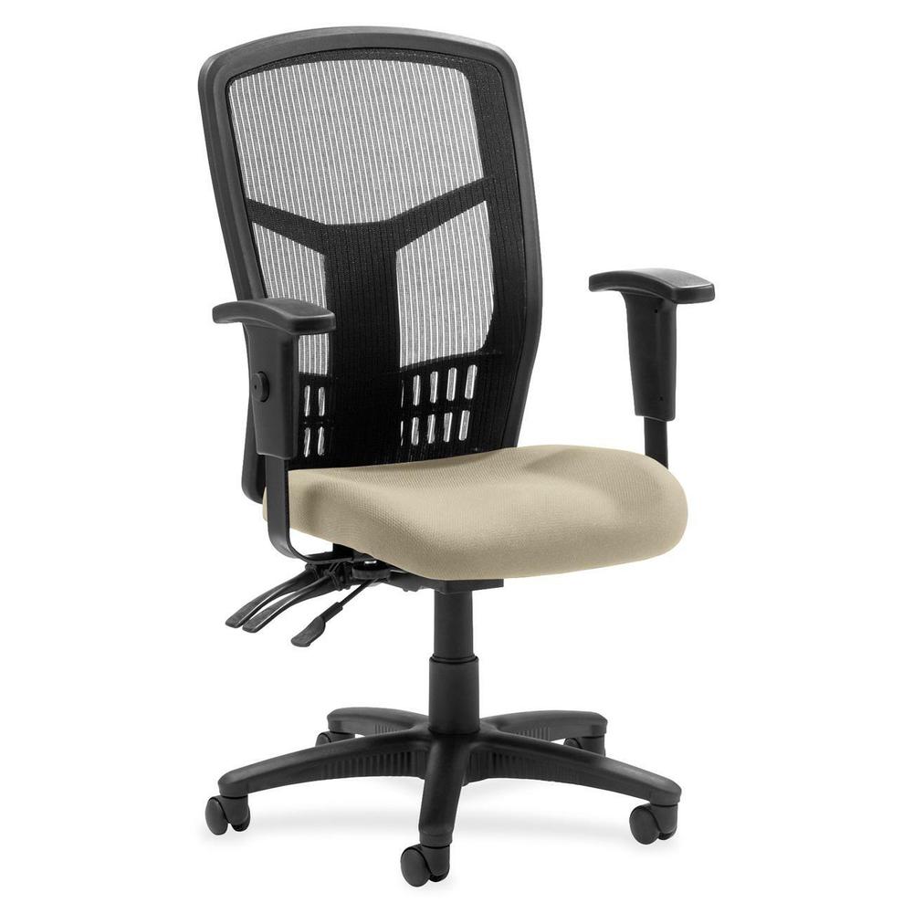 Lorell ErgoMesh Series Executive Mesh Back Chair - Shire Travertine Mesh Fabric Seat - Black Back - Black Frame - 5-star Base - Black - 1 Each