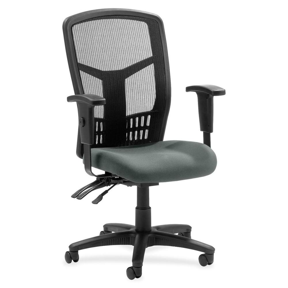 Lorell ErgoMesh Series Executive Mesh Back Chair - Expo Fog Mesh Fabric Seat - Black Back - Black Frame - 5-star Base - Black - 1 Each