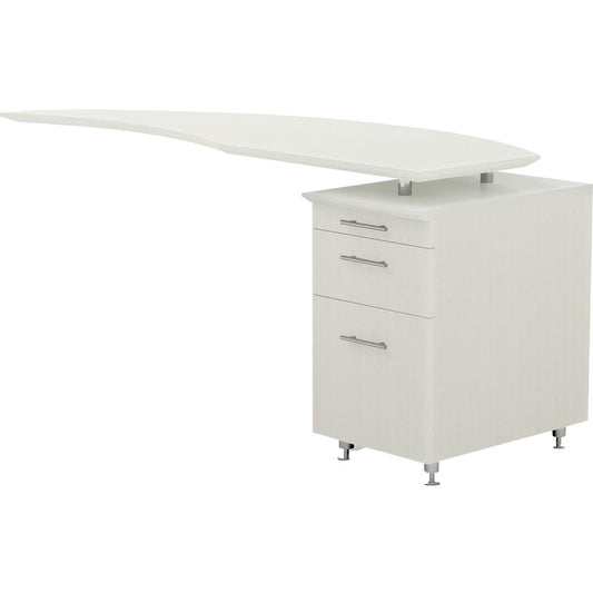 Safco Medina Textured Sea Salt Laminate Unit - 1" Work Surface, 14.8"9.1" Drawer, 63" x 24"29.5" Return, 0" Table Top - 3 x Storage, Box, File Drawer(s) - Single Pedestal on Right Side - Beveled Edge