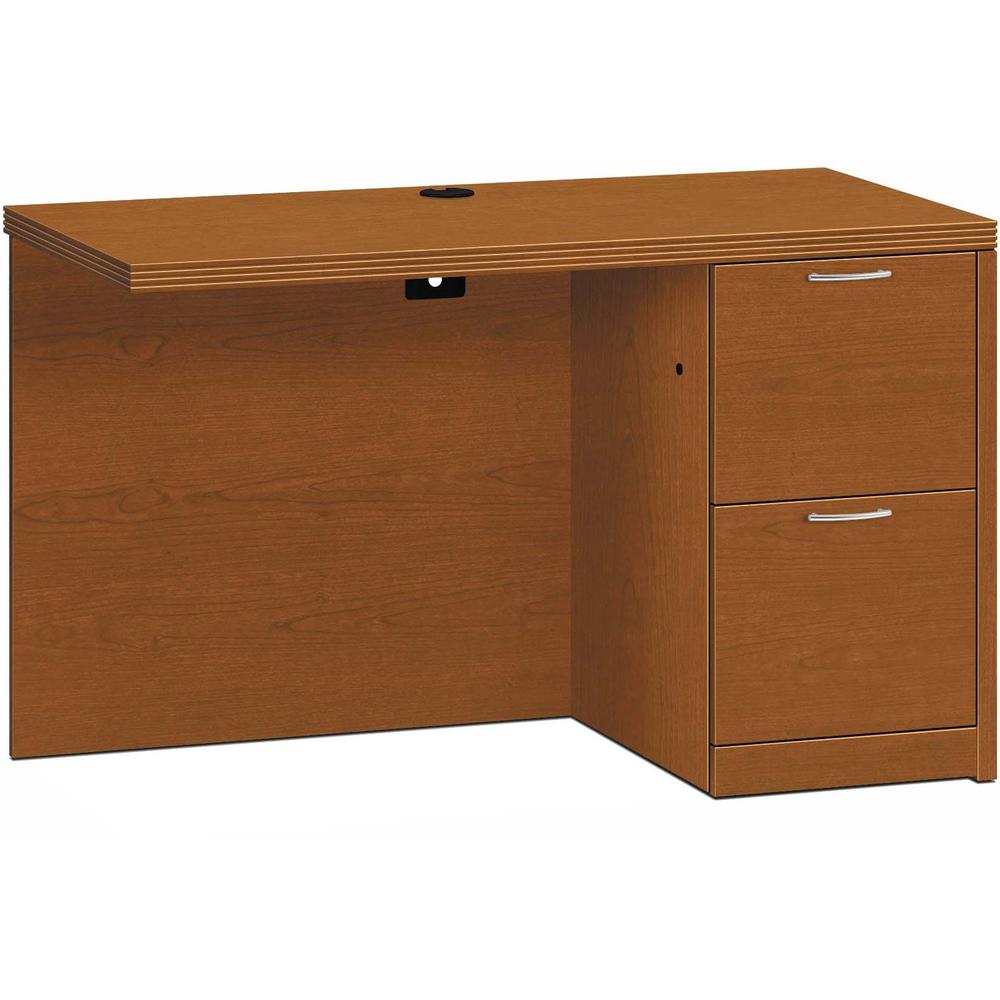 HON Valido H115905R Return Pedestal Desk - 48" x 24" x 29.5" - 2 x File Drawer(s)Right Side - Ribbon Edge - Finish: Bourbon Cherry