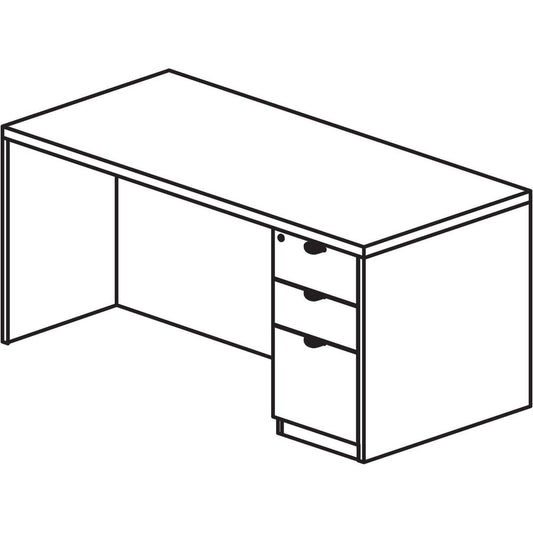 Lorell Prominence 2.0 Gray Elm Laminate Desk Unit - 60" x 30"29" , 1" Top, 0.1" Edge - 3 x File, Box Drawer(s) - Single Pedestal on Right Side - Band Edge - Material: Particleboard - Finish: Thermofus