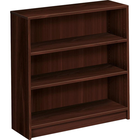 HON 1870 Series Bookcase | 3 Shelves | 36"W | Mahogany Finish - 3 Shelf(ves) - 36" Height x 36" Width x 11.5" Depth - Abrasion Resistant, Leveling Glide, Sturdy, Scratch Resistant, Spill Resistant, St