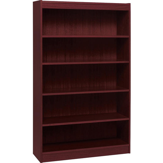 Lorell Panel End Hardwood Veneer Bookcase - 36" x 12" x 60" - 5 x Shelf(ves) - 550 lb Load Capacity - Mahogany - Laminate - Wood - Assembly Required