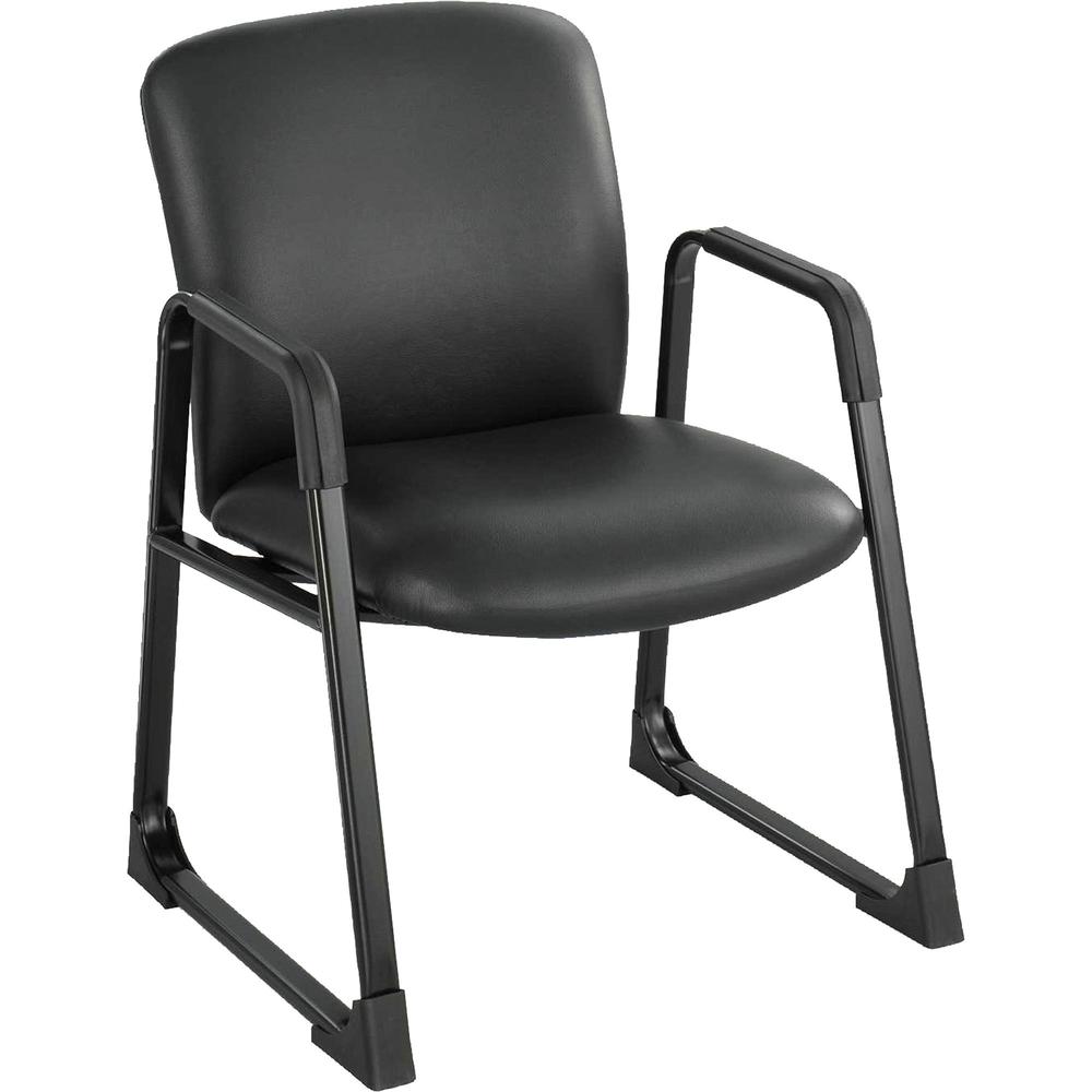 Safco Uber Big and Tall Guest Chair - Black Vinyl, Foam Seat - Steel Frame - Sled Base - 1 Each