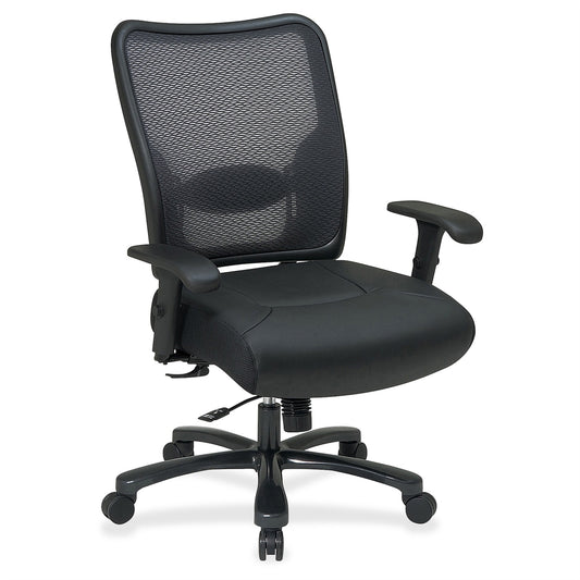 Office Star Space Task Chair - Leather Seat - 5-star Base - Black - 22" Seat Width x 21" Seat Depth - 30.3" Width x 28.8" Depth x 44.5" Height