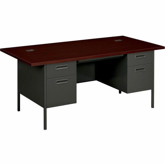 HON Metro Classic HP3276 Pedestal Desk - 72" x 36"29.5" - 5 x Box, File Drawer(s) - Double Pedestal - Square Edge - Finish: Charcoal