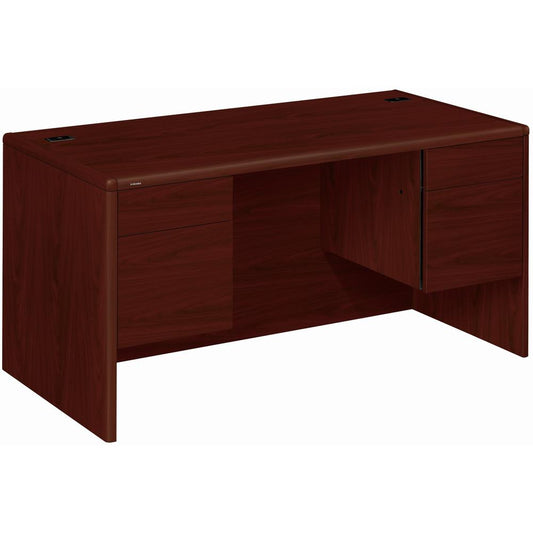 HON 10700 H10771 Pedestal Desk - 60" x 30"29.5" - 4 x Box, File Drawer(s) - Double Pedestal - Waterfall Edge - Finish: Mahogany