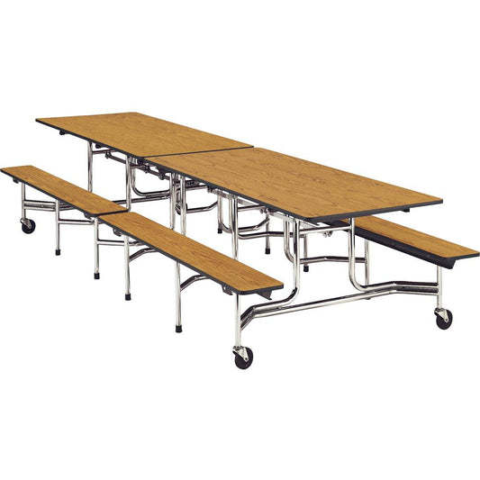 Virco MTB172912 Mobile Bench Table - For - Table TopLaminated, Medium Oak Top - 12 ft Table Top Length x 30" Table Top Width - 29" Height - 1 Each