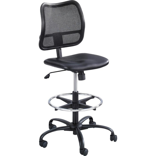 Safco Vue Extended-Height Vinyl Chair - Black Vinyl, Nylon, Polyester Seat - Black Back - 5-star Base - 1 Each