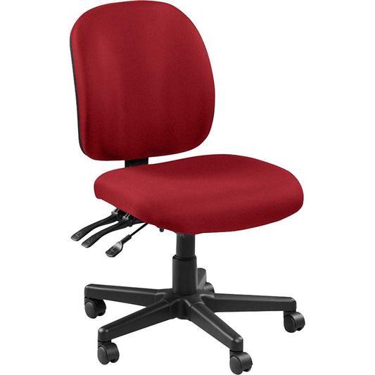 Lorell Mid-back Task Chair without Arms - Real Red Fabric Seat - Fabric Back - 5-star Base - 1 Each