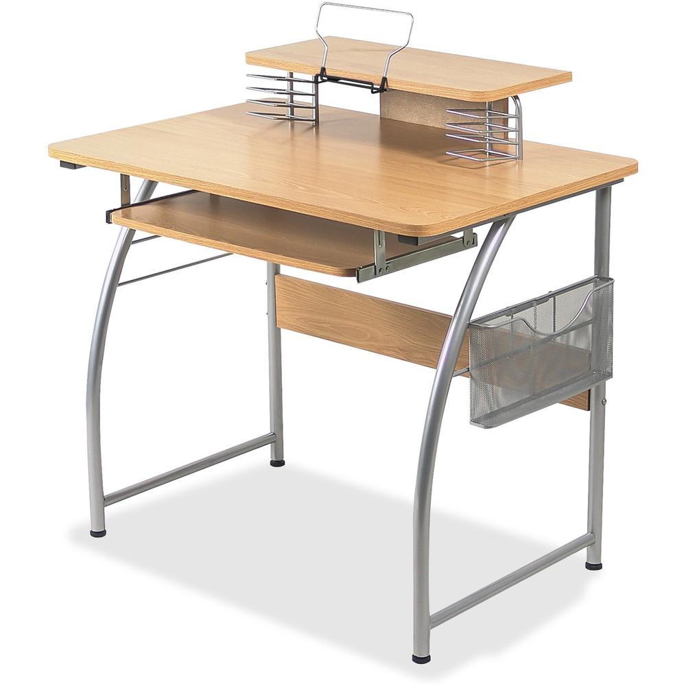 Lorell Upper Shelf Laminate Computer Desk - For - Table TopLaminated Rectangle Top x 23.60" Table Top Width x 35.40" Table Top Depth - 35.20" Height - Assembly Required - Maple - Metal - 1 Each