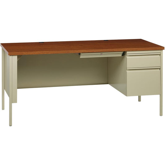 Lorell Fortress Series Right-Pedestal Desk - For - Table TopOak Laminate Rectangle Top - 30" Table Top Length x 66" Table Top Width x 1.13" Table Top Thickness - 29.50" Height - Assembly Required - Oa