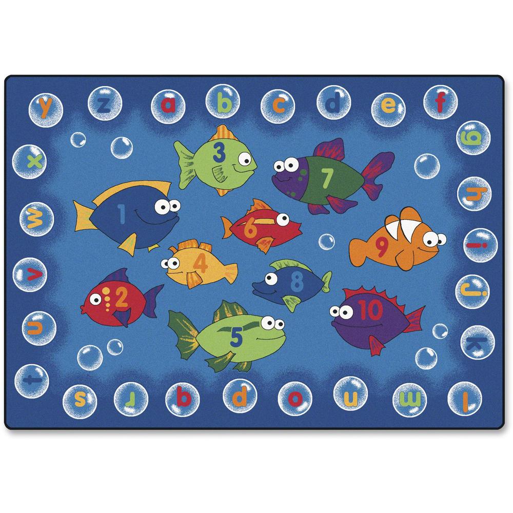 Carpets for Kids Fishing 4 Literacy Rectangle Rug - 65" Length x 46" Width - Rectangle - Alphabet Bubbles, Fishing For Literacy, Numbers