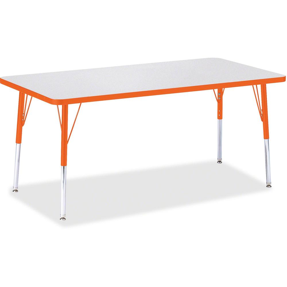 Jonti-Craft Berries Adult Height Color Edge Rectangle Table - For - Table TopLaminated Rectangle, Orange Top - Four Leg Base - 4 Legs - Adjustable Height - 24" to 31" Adjustment - 60" Table Top Length