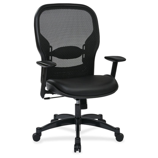 Office Star Professional Managers Chair - Leather Seat - 5-star Base - Black - 20" Seat Width x 19.50" Seat Depth - 27.3" Width x 25.8" Depth x 46.3" Height