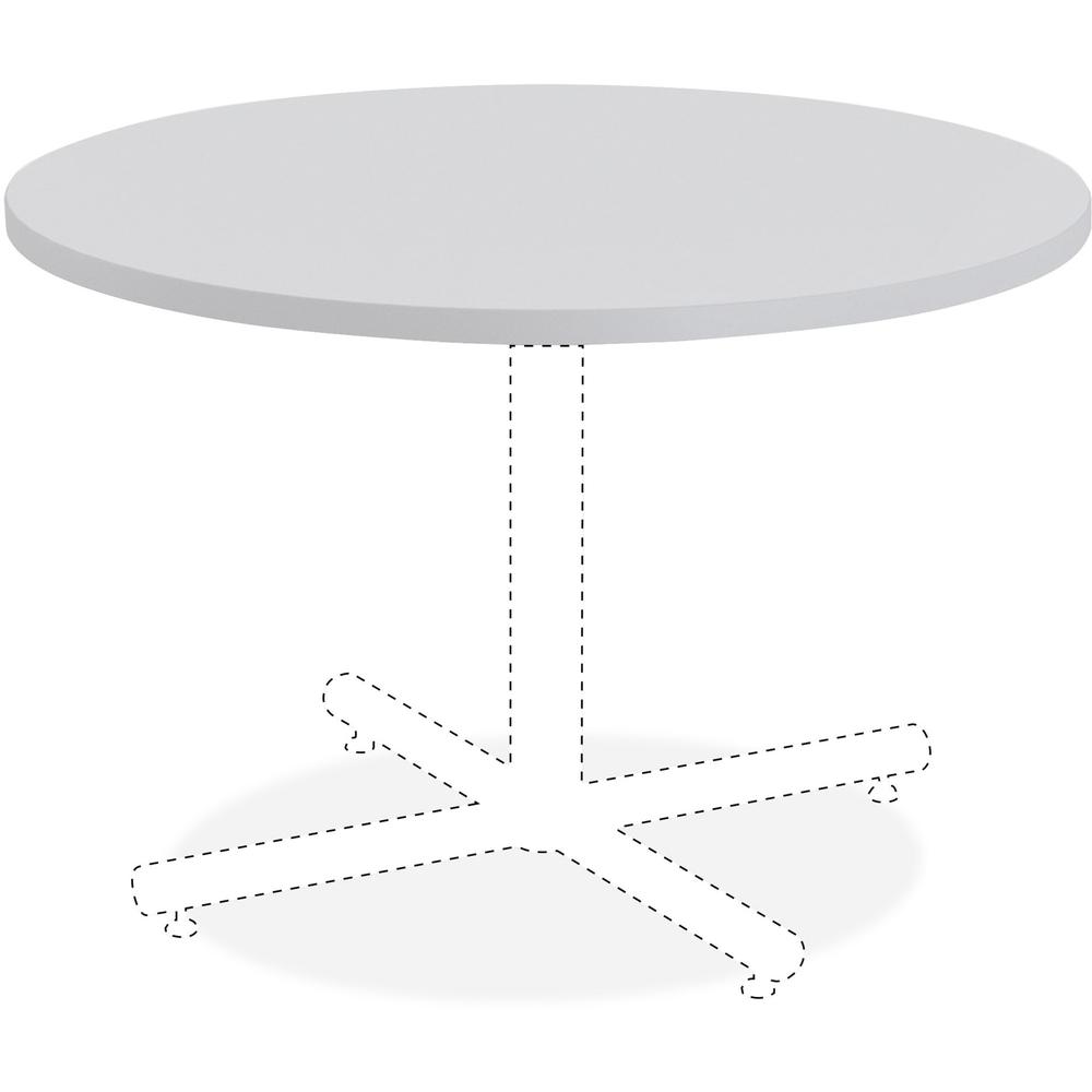 Lorell Round Invent Tabletop - Light Gray - For - Table TopRound Top x 1" Table Top Thickness x 42" Table Top Diameter - Assembly Required - High Pressure Laminate (HPL), Light Gray - Particleboard, P