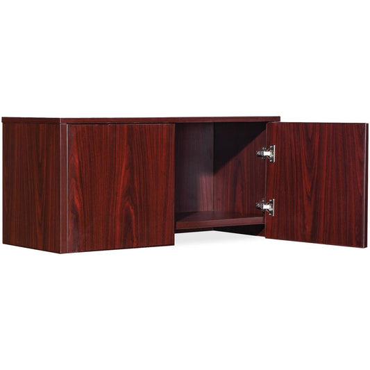 Lorell Essential Series Mahogany Wall Mount Hutch - 35.4" x 14.8"16.8" Hutch, 1" Side Panel, 0.6" Back Panel, 0.7" Panel, 1" Bottom Panel - Finish: Mahogany - For Office