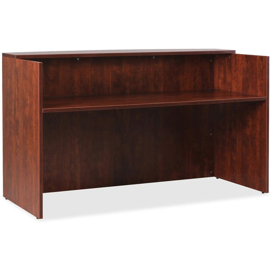 Lorell Essentials Series Cherry Reception Desk - 1" Top, 35.4" x 70.9"42.5" Desk - Finish: Cherry Laminate - For Office