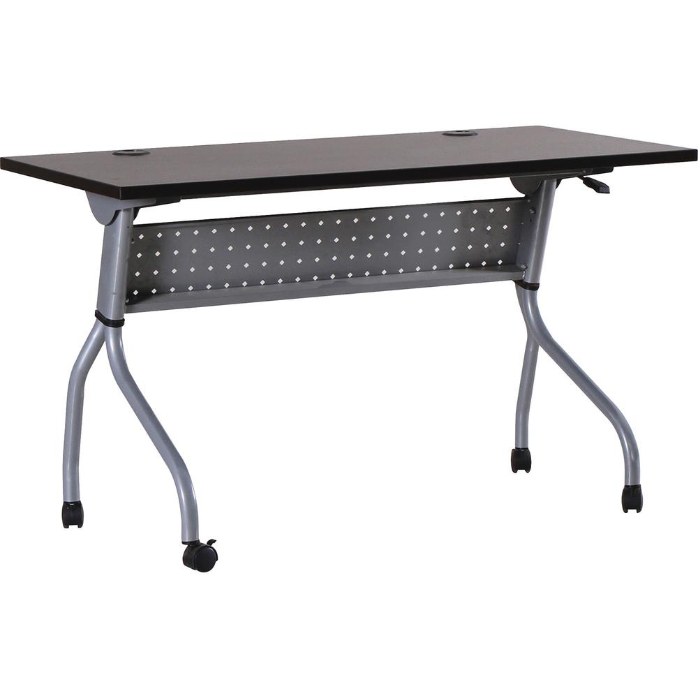 Lorell Espresso/Silver Training Table - For - Table TopRectangle Top - Four Leg Base - 4 Legs x 48" Table Top Width x 23.50" Table Top Depth - 29.50" Height x 47.25" Width x 23.63" Depth - Assembly Re