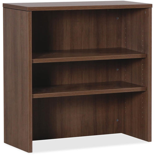 Lorell Essentials Walnut Laminate Stack-on Bookshelf - 36" x 15"36" - 2 Shelve(s) - Material: MFC, Polyvinyl Chloride (PVC) - Finish: Walnut, Laminate - For Office, Book, Binder, Display Screen