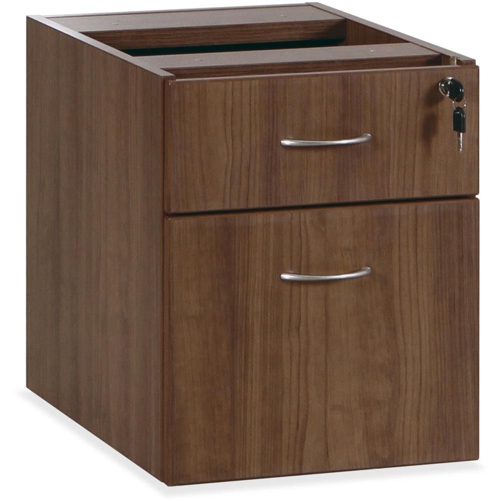 Lorell Essentials Series Walnut Hanging Pedestal - 2-Drawer - 15.5" x 21.9"18.9" - 2 x Box, File Drawer(s) - Finish: Walnut Laminate - For Office