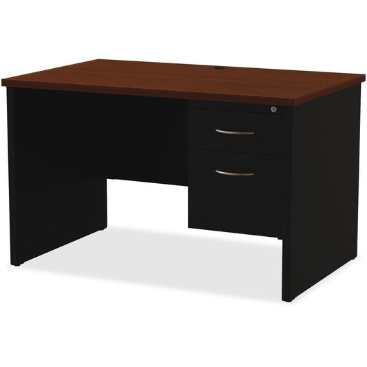 Lorell Walnut Laminate Commercial Steel Desk Series Pedestal Desk - 2-Drawer - 48" x 30" , 1.1" Top - 2 x Box, File Drawer(s) - Single Pedestal on Right Side - Material: Steel - Finish: Walnut Laminat