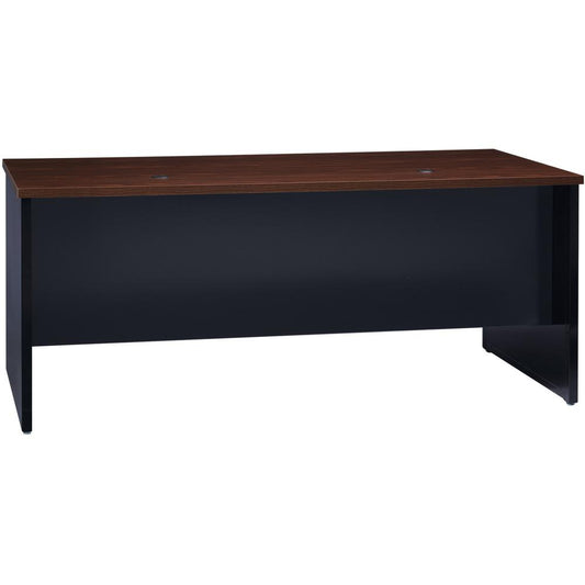 Lorell Walnut Laminate Commercial Steel Desk Series Pedestal Desk - 2-Drawer - 72" x 36" , 1.1" Top - 2 x Box, File Drawer(s) - Single Pedestal on Left Side - Material: Steel - Finish: Walnut Laminate