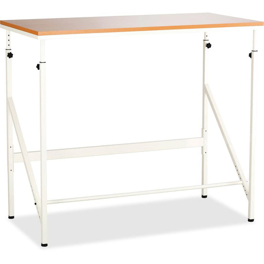 Safco Laminate Tabletop Standing-Height Desk - For - Table TopMelamine Laminate Rectangle, Beech Top - Powder Coated, Cream Base - Adjustable Height - 38" to 50" Adjustment x 48" Table Top Width x 24"