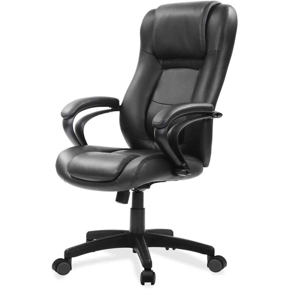 Raynor Pembroke Mid Back Executive Chair - Black Bonded Leather Seat - Black Bonded Leather Back - High Back - 5-star Base - 1 Each