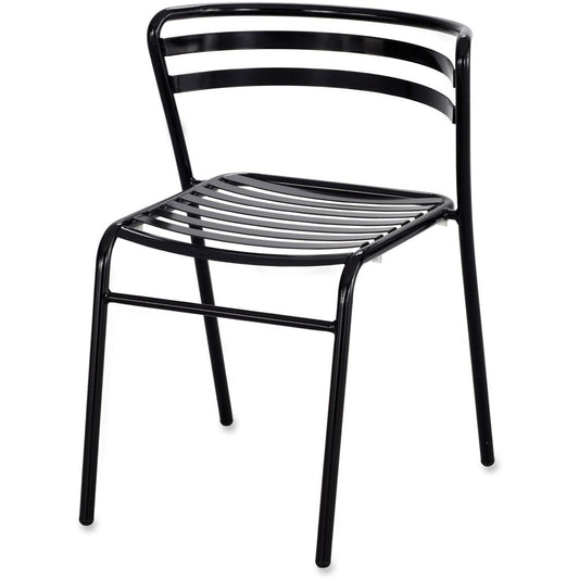 Safco Multipurpose Stacking Metal Chairs - Slate Seat - Slate Back - Black Tubular Steel Frame - Low Back - Four-legged Base - Metal - 2 / Carton