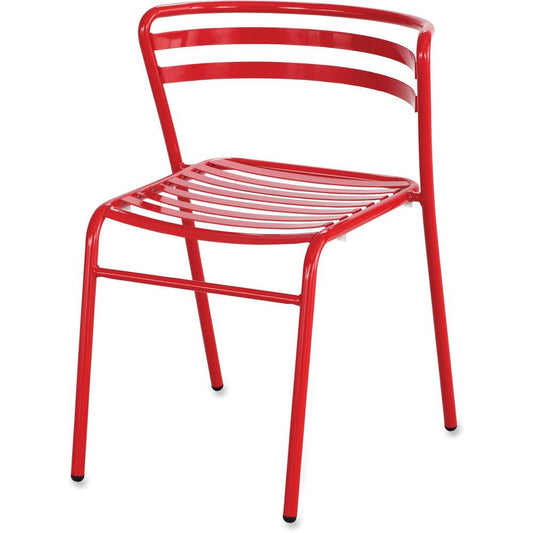 Safco Multipurpose Stacking Metal Chairs - Slate Seat - Slate Back - Red Tubular Steel Frame - Low Back - Four-legged Base - Metal - 2 / Carton