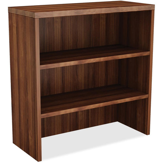 Lorell Chateau Bookshelf - 36" x 15"36.5" , 1.5" Top - 2 Shelve(s) - Reeded Edge - Material: Laminate - Finish: Walnut Laminate