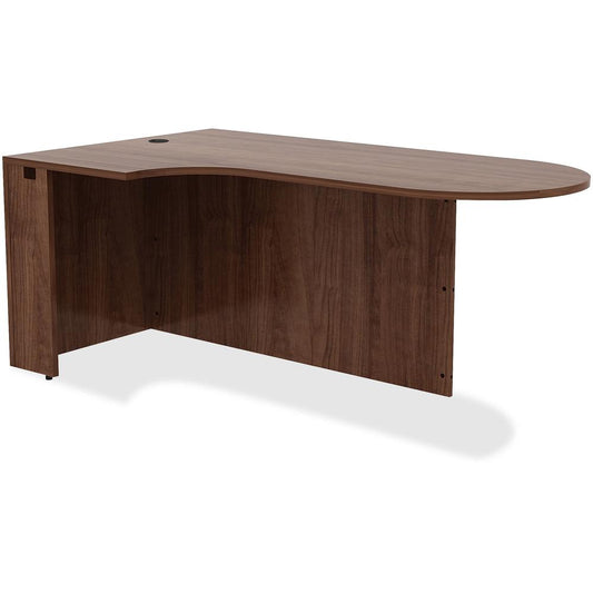 Lorell Essentials Left Peninsula Desk Box 1 of 2 - 72" x 42"29.5" , 0.1" Edge - Material: Metal - Finish: Walnut Laminate