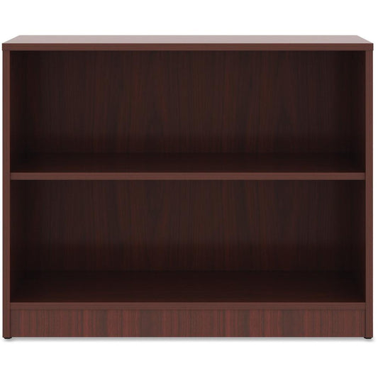 Lorell Mahogany Laminate Bookcase - 2 Shelf(ves) - 29.5" Height x 36" Width x 12" Depth - Sturdy, Adjustable Feet, Adjustable Shelf - Thermofused Laminate (TFL) - Mahogany - Laminate - 1 Each