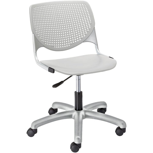 KFI Kool Task Chair with Perforated Back - Light Gray Polypropylene Seat - Light Gray Polypropylene Back - Powder Coated Silver Steel Frame - 5-star Base - 1 Each