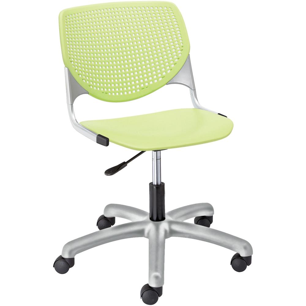 KFI Kool Task Chair with Perforated Back - Lime Green Polypropylene Seat - Lime Green Polypropylene Back - Powder Coated Silver Steel Frame - 5-star Base - 1 Each