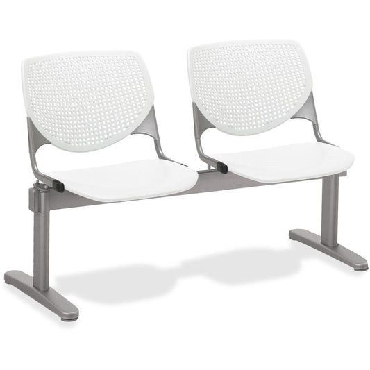 KFI KOOL 2 Seat Beam - Polypropylene Seat - Polypropylene Back - Powder Coated Silver Steel Frame - White - 1 Each