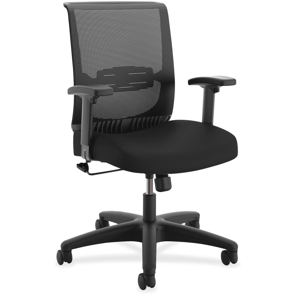 HON Convergence Chair - Black Fabric Seat - Black Mesh Back - Black Frame - 5-star Base - Black