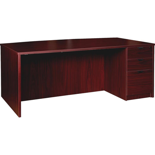 Lorell Prominence 2.0 Mahogany Laminate Box/Box/File Right-Pedestal Desk - 3-Drawer - 1" Top, 72" x 42"29" - 3 x File, Box Drawer(s) - Single Pedestal on Right Side - Band Edge - Material: Particleboa