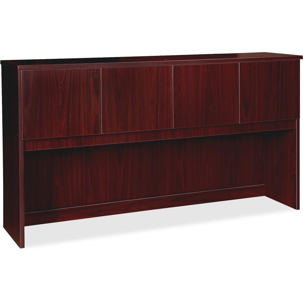 Lorell Prominence 2.0 Mahogany Laminate Hutch - 72" x 16"39" - 4 Door(s) - Material: Particleboard - Finish: Laminate