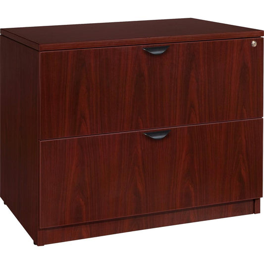 Lorell Prominence 2.0 Mahogany Laminate Lateral File - 2-Drawer - 36" x 22"29" - 2 x File Drawer(s) - Band Edge - Material: Laminate - Finish: Mahogany