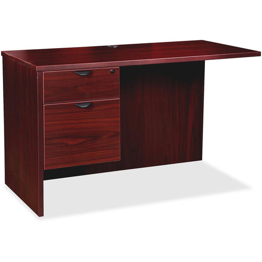 Lorell Prominence 2.0 Mahogany Laminate Box/File Left Return - 2-Drawer - 42" x 24"29" , 1" Top - 2 x File, Box Drawer(s) - Single Pedestal on Left Side - Band Edge - Material: Particleboard - Finish: