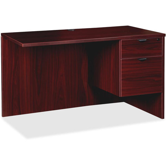 Lorell Prominence 2.0 Mahogany Laminate Box/File Right Return - 2-Drawer - 42" x 24"29" , 1" Top - 2 x File, Box Drawer(s) - Single Pedestal on Right Side - Band Edge - Material: Particleboard - Finis